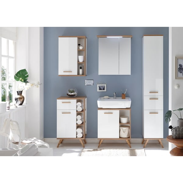 Bijeli viseći kupaonski ormarić s ogledalom 60x72 cm Set 923 - Pelipal-image-3