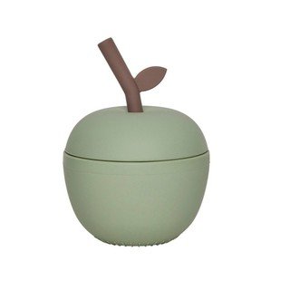 Zelena silikonska dječja šalica Apple – OYOY Mini