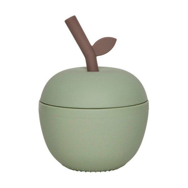 Zelena silikonska dječja šalica Apple – OYOY Mini