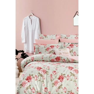 Zelena/ružičasta posteljina za bračni krevet/za produženi krevet od renforce pamuka s uključenom plahtom/4-dijelna 200x220 cm – Mila Home