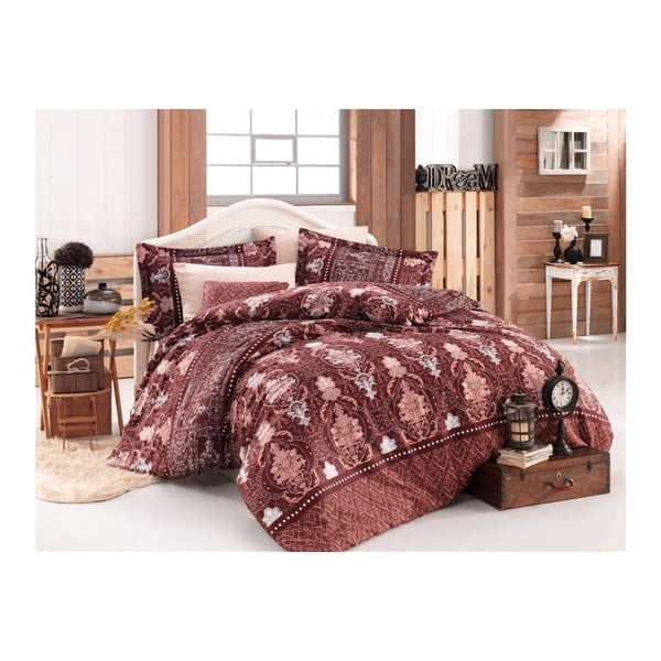 Pamučna satenska posteljina s bračnim krevetom Vavien Cappu, 200 x 220 cm