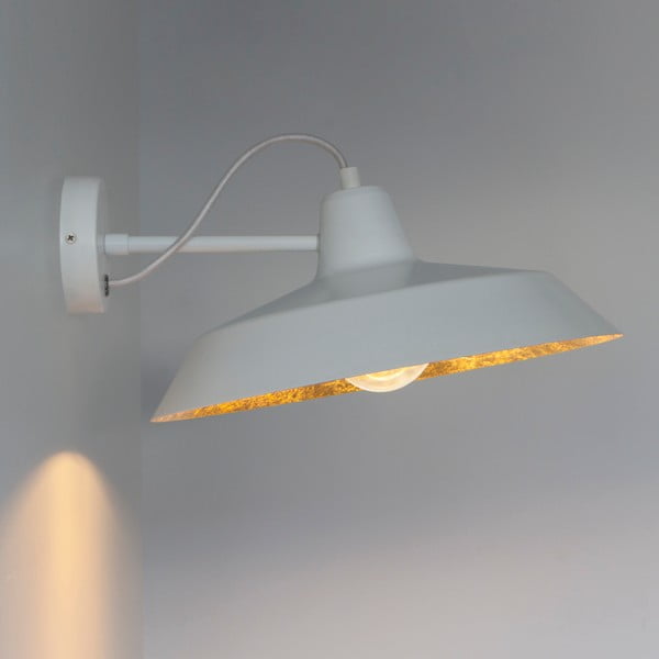 Bijela zidna svjetiljka s detaljima u boji zlata Sotto Luce Cinco Basic,