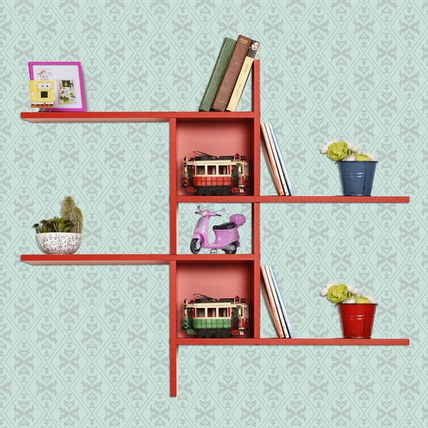 Crvena polica s više razina 100 cm Cross – Kalune Design-image-1