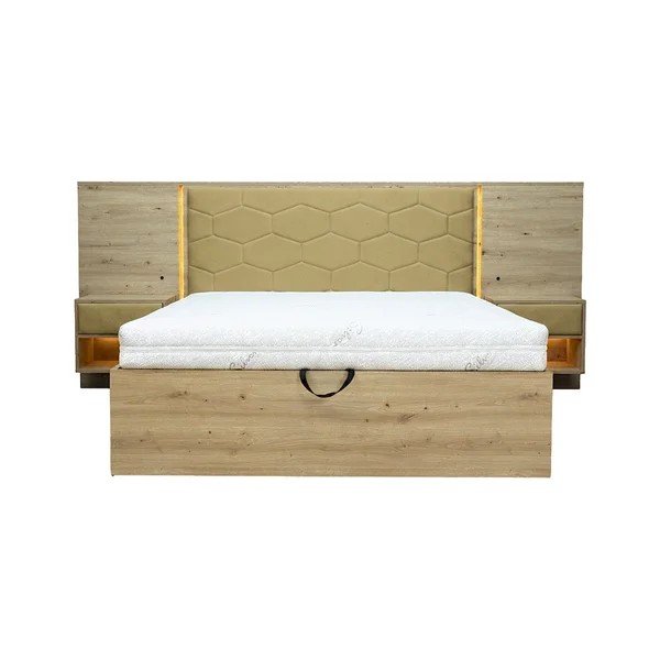 Zeleni tapecirani/od iverice bračni krevet s prostorom za odlaganje s podnicom 180x200 cm Palmeraie – Bobochic Paris