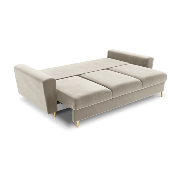 Bež baršunasti sklopiva/s prostorom za odlaganje sofa 235 cm Kyoto – Cosmopolitan Design-image-2