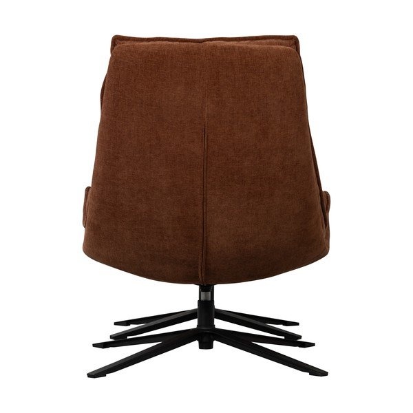 Smeđa okretna fotelja s naslonjačem za noge od šenila Kube – WOOOD-image-4