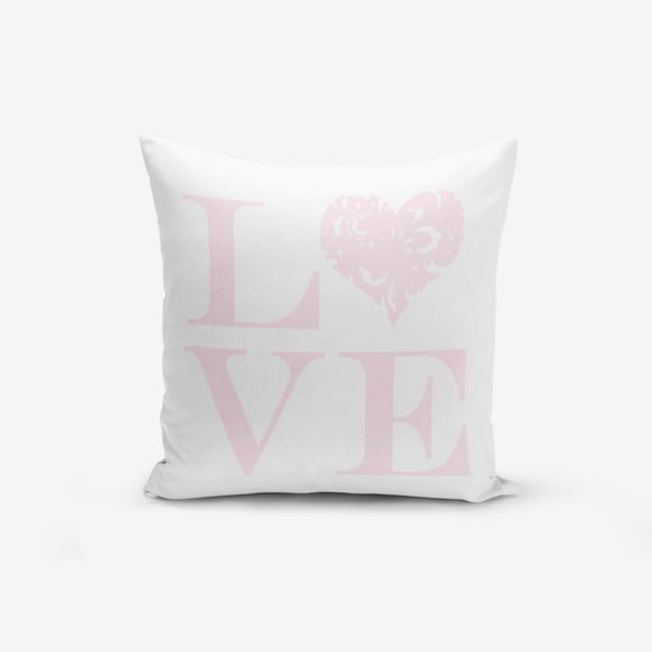 Navlaka za jastuke s dodatkom pamuka Minimalističke navlake za jastuke Love Pink, 45 x 45 cm