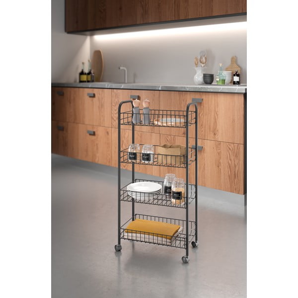 Crna metalna mobilna polica 41x84 cm Ascona – Metaltex-image-2