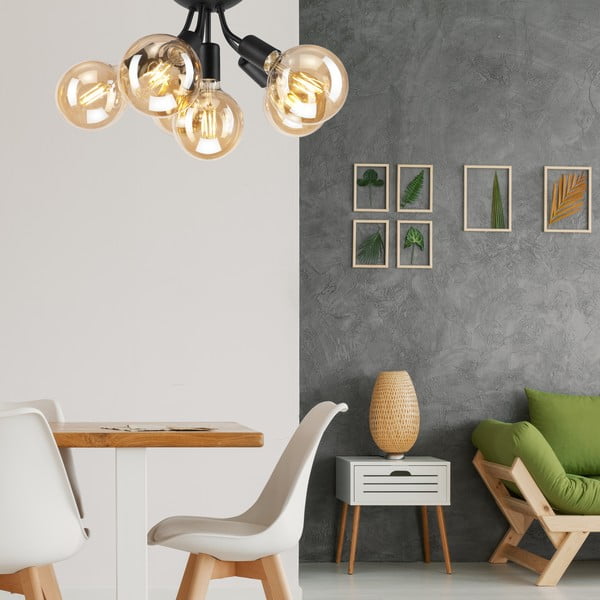 Crna stropna svjetiljka bez sjenila Viggo – LAMKUR-image-2