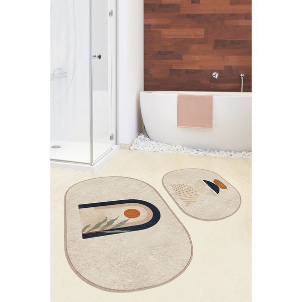 Bež kupaonske prostirke u setu 2 kom 60x100 cm – Mila Home-image-1