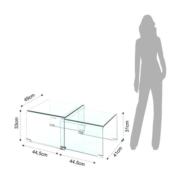 Stakleni stolići za kavu u setu 2 kom 44.5x49 cm Cristal – Tomasucci-image-4