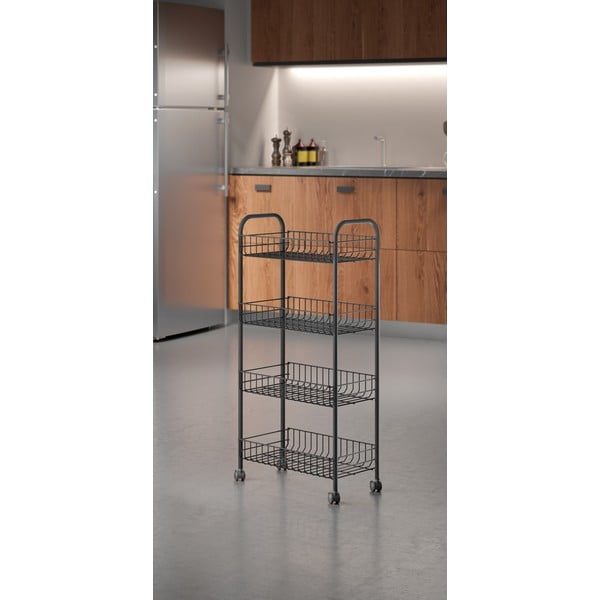 Crna metalna mobilna polica 41x84 cm Ascona – Metaltex-image-3