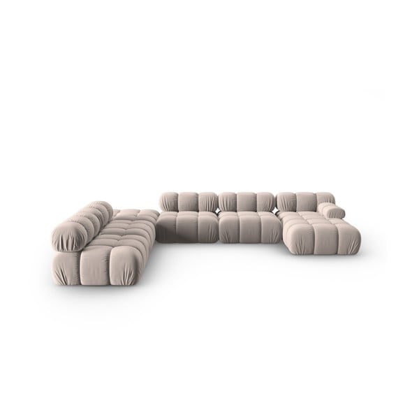 Bež baršunasta sofa 379 cm Bellis – Micadoni Home