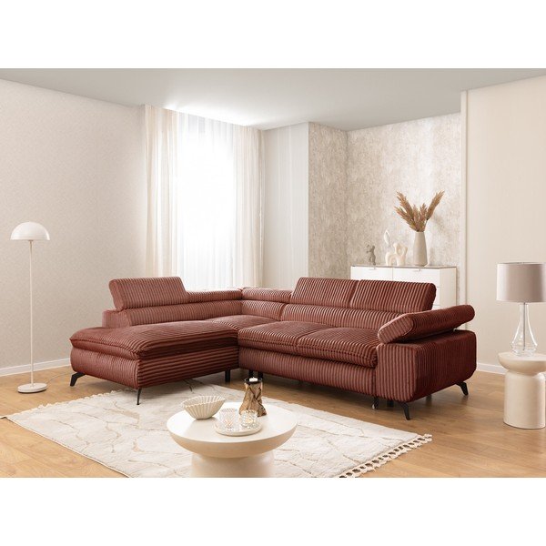 Kutna garnitura od samta boja terakote (s lijevim kutom/u obliku slova L) Marbeya  – Ropez-image-1