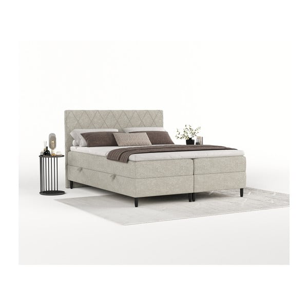 Sivi/bež boxspring krevet s prostorom za pohranu 200x200 cm Gwen – Maison de Rêve-image-1