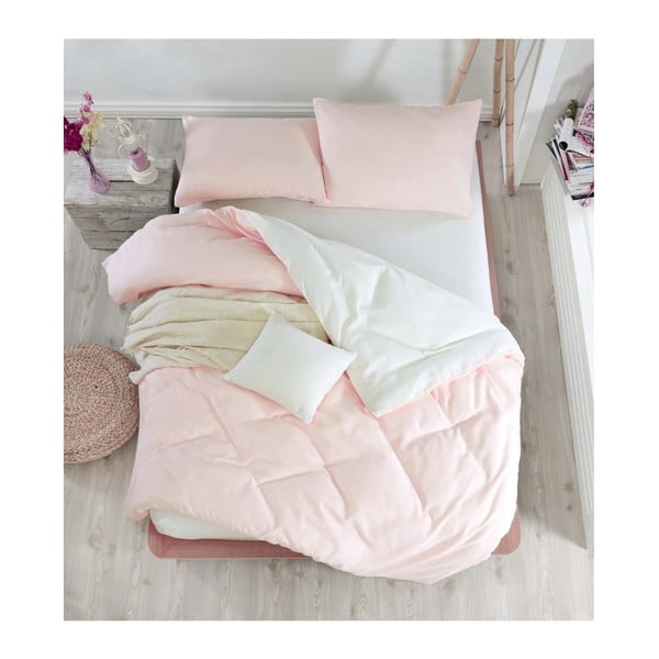 Pamučna posteljina s plahtom za bračni krevet Permento Kala, 200 x 220 cm