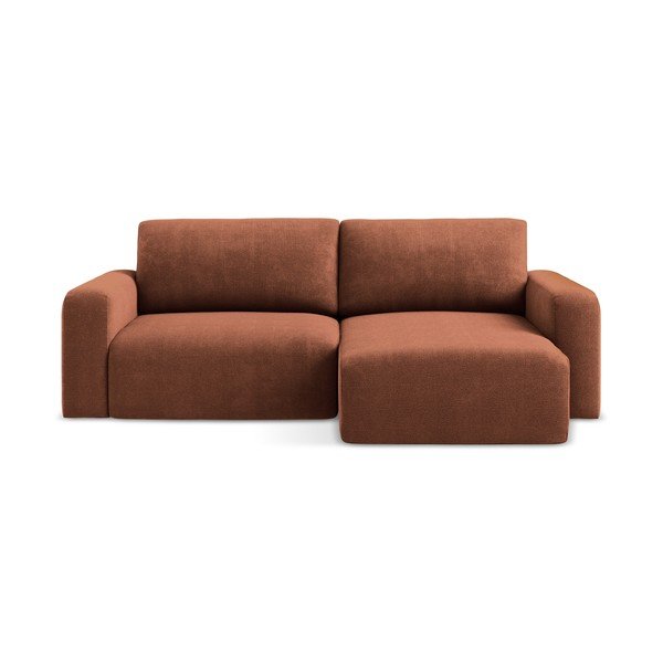 Sklopiva/s prostorom za odlaganje kutna garnitura od šenila boja terakote (s desnim kutom/s ležaljkom) Kona – Makamii