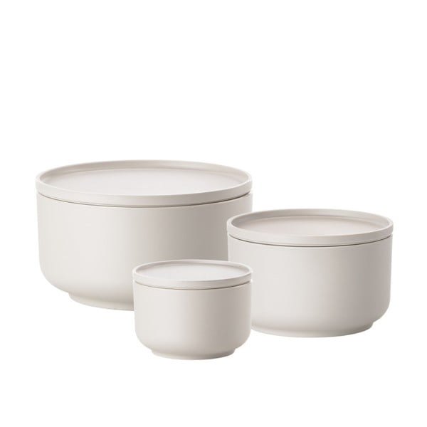 Set od 3 bijele zdjele za posluživanje s poklopcem Zone Peili