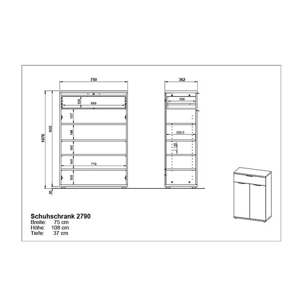 Ormarić za cipele u dekoru hrasta s ladicama Fremont - Germania-image-4