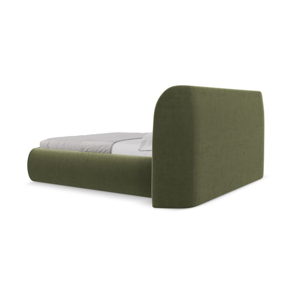 Zeleni tapecirani bračni krevet s prostorom za odlaganje s podnicom 160x200 cm Hauke – Makamii-image-4