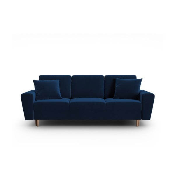 Plava baršunasti sklopiva/s prostorom za odlaganje sofa 235 cm Kyoto – Cosmopolitan Design