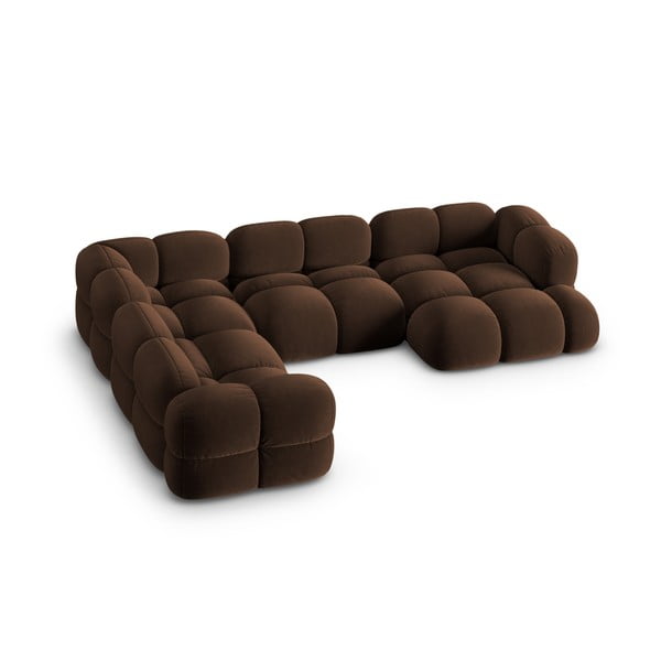 Tamno smeđa baršunasti kutna garnitura (s lijevim kutom/u obliku slova "U") Loretto – Cosmopolitan Design-image-2