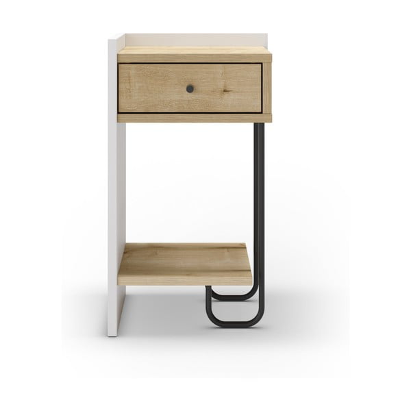 Bijeli/u prirodnoj boji noćni ormarić u dekoru hrasta s policama Mercure – Marckeric