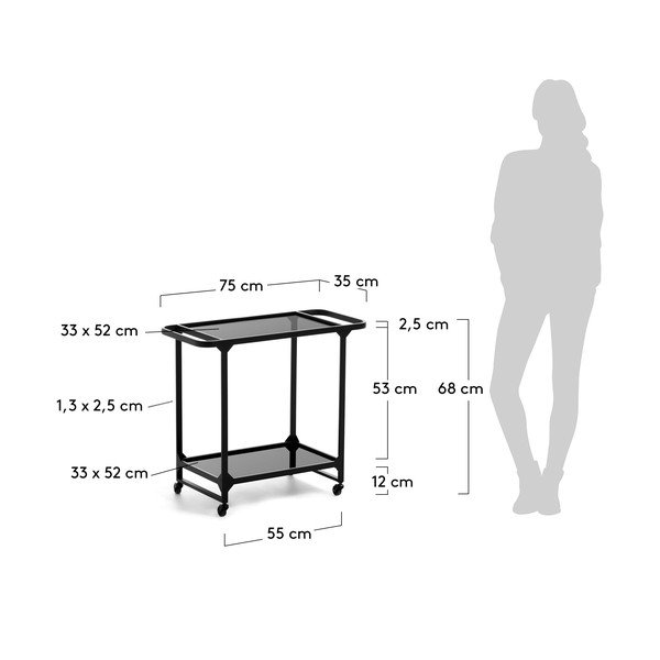 Crna metalna mobilna kolica Kave Home Duilia-image-4