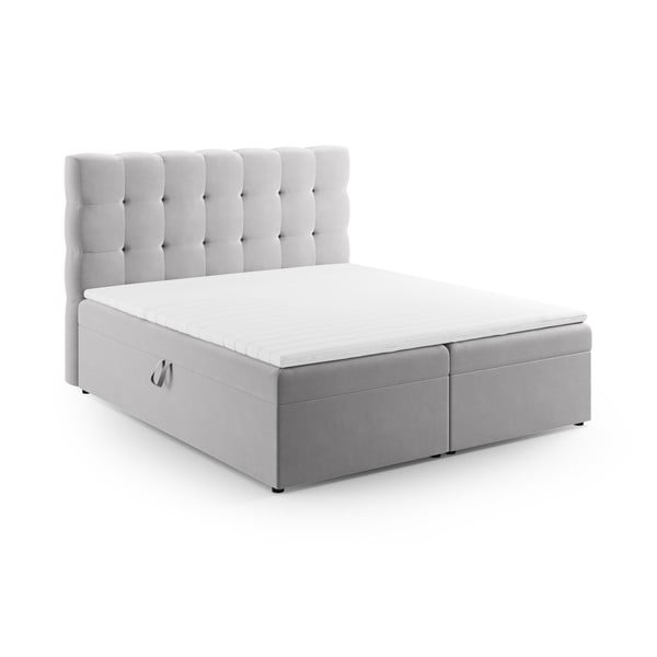 Svijetlo sivi boxspring krevet s prostorom za pohranu 160x200 cm Bali – Cosmopolitan Design