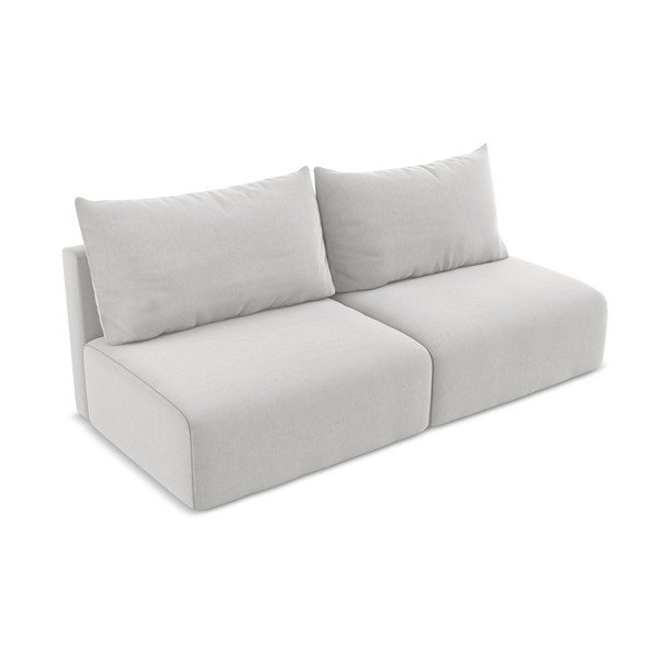 Svijetlo siva baršunasti sklopiva/s prostorom za odlaganje sofa 216 cm Kalena – Makamii-image-3