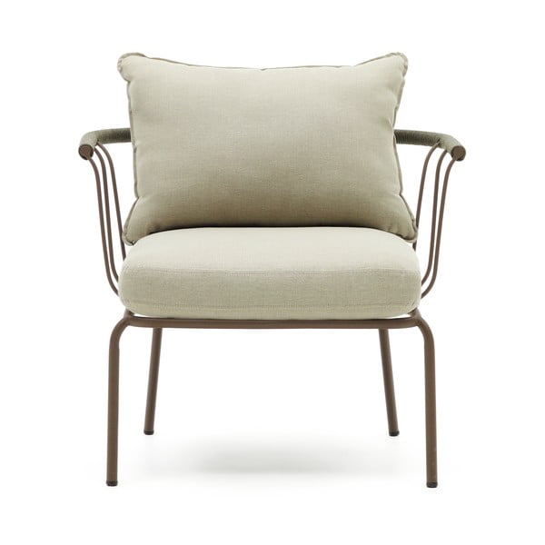 Svijetlo zelena metalna vrtna stolica Salguer - Kave Home-image-1