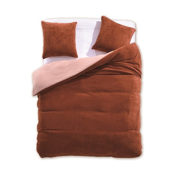 Ružičasto-smeđa posteljina za krevet za jednu osobu 155x220 cm Furry - AmeliaHome