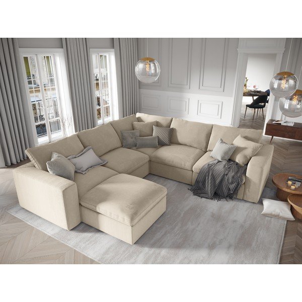 Bež obostrani kutni dio modularne sofe od samta Windsor & Co Sofas Galaxy-image-4