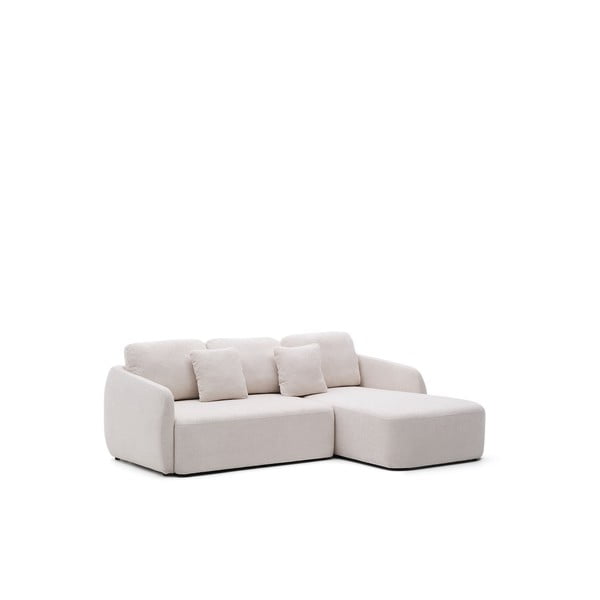 Krem sklopiva kutna garnitura od šenila (s desnim kutom/s ležaljkom) Laira – Kave Home-image-2