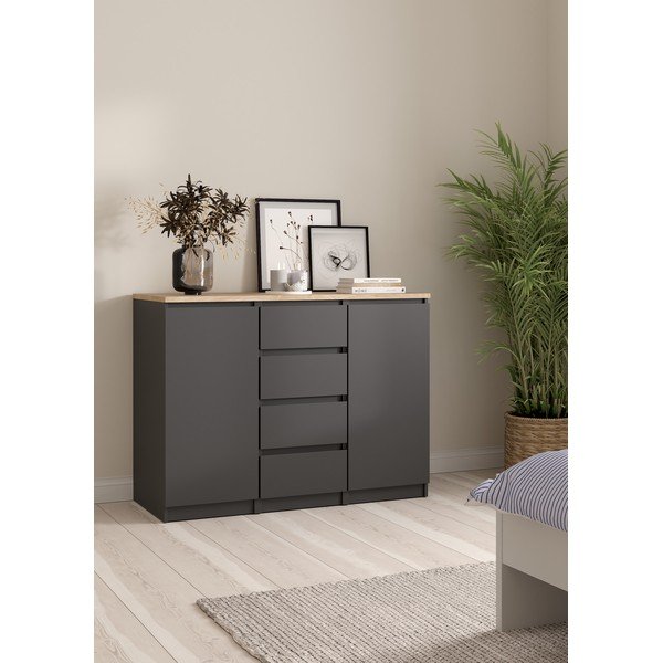 Tamno siva komoda 121x91x50 cm Naia – Tvilum-image-1
