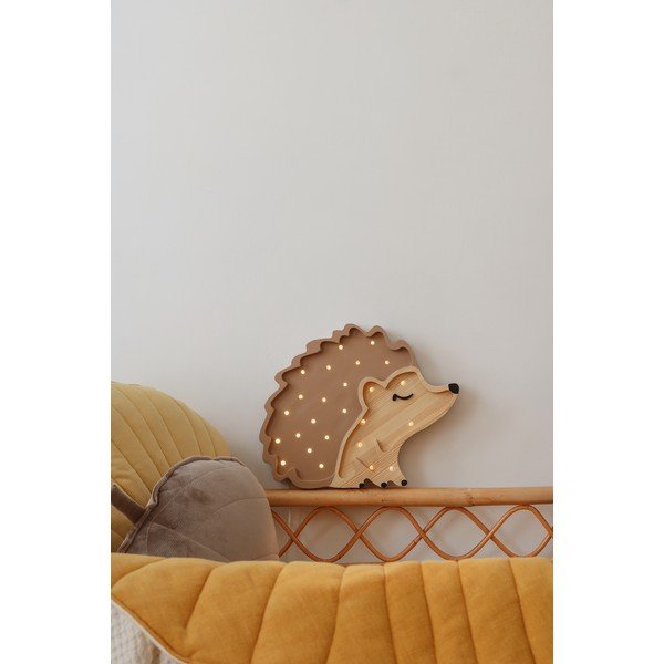 Smeđa stolna lampa od borovine Little Lights Hedgehog, dužina 30 cm-image-1