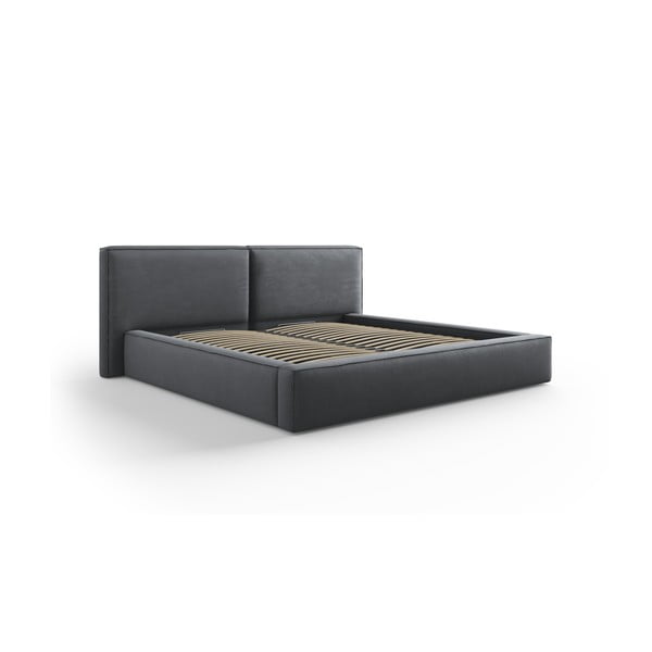 Tamno sivi tapecirani bračni krevet s prostorom za pohranu s podnicom 200x200 cm Arendal – Cosmopolitan Design