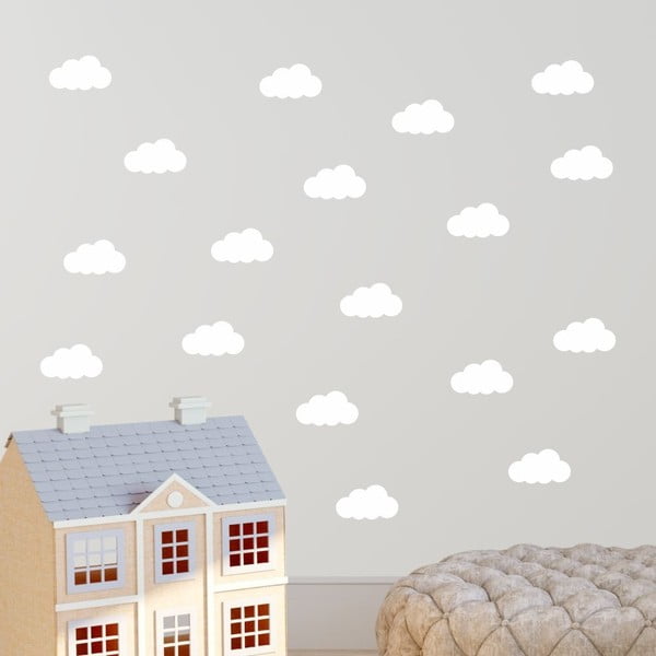 Set od 40 bijelih zidnih naljepnica North Carolina Scandinavian Home Decors Cloudy