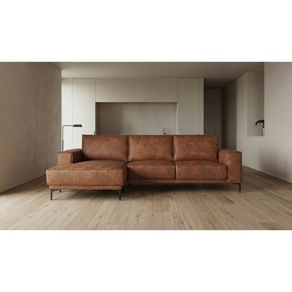 Konjak smeđa kutna garnitura od imitacije kože (s lijevim kutom) Copenhagen – Scandic-image-4