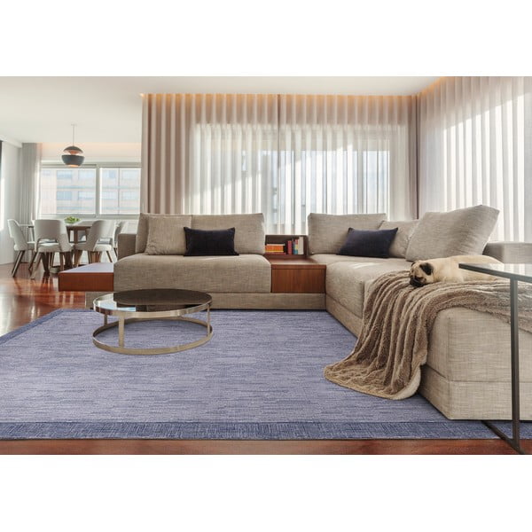 Tamno plavi vuneni tepih 200x300 cm Linea – Agnella-image-1