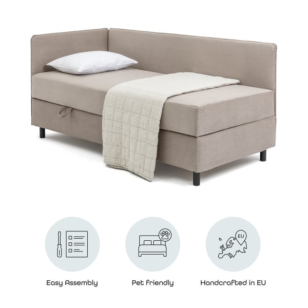 Smeđe-sivi tapecirani krevet s prostorom za odlaganje s madracem 120x200 cm Avela – Bonami Selection-image-4