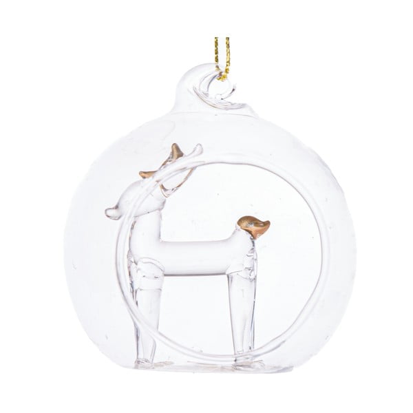 Stakleni božićni ukras ø 6 cm Reindeer – Dakls