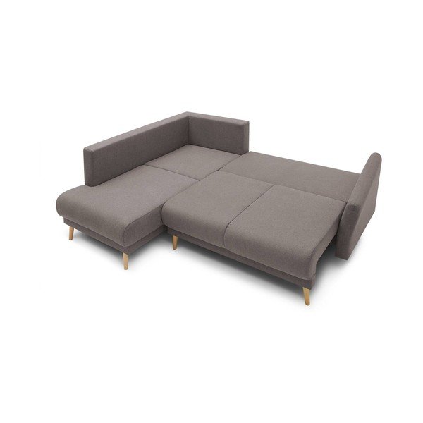 Smeđe-siva kutna sofa na razvlačenje Bobochic Paris Mia L, lijevi kut-image-4