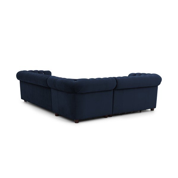 Plava baršunasti sklopiva kutna garnitura (s lijevim kutom/u obliku slova L) York Blik – Ropez-image-3