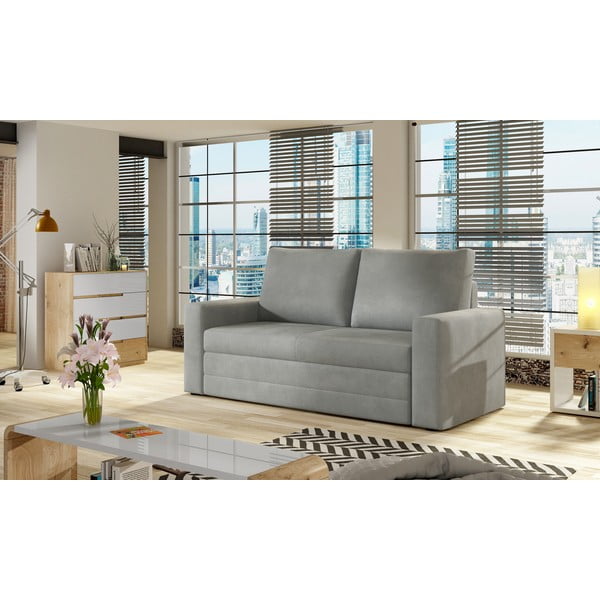 Svijetlo siva baršunasti sklopiva/s prostorom za odlaganje sofa 151 cm Wave – ELTAP-image-1