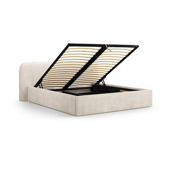 Bež tapecirani bračni krevet s prostorom za odlaganje s podnicom 200x200 cm Elizabeth – Micadoni -image-2