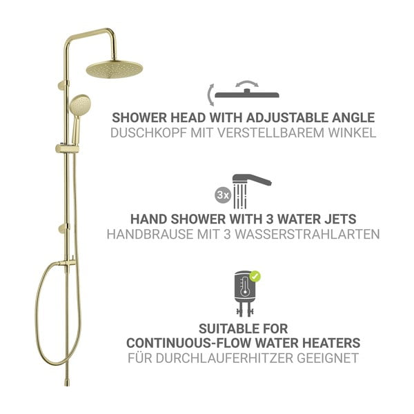 Set za tuš kabinu od nehrđajućeg čelika mat zlatni 101 cm Young Line – Wenko-image-3