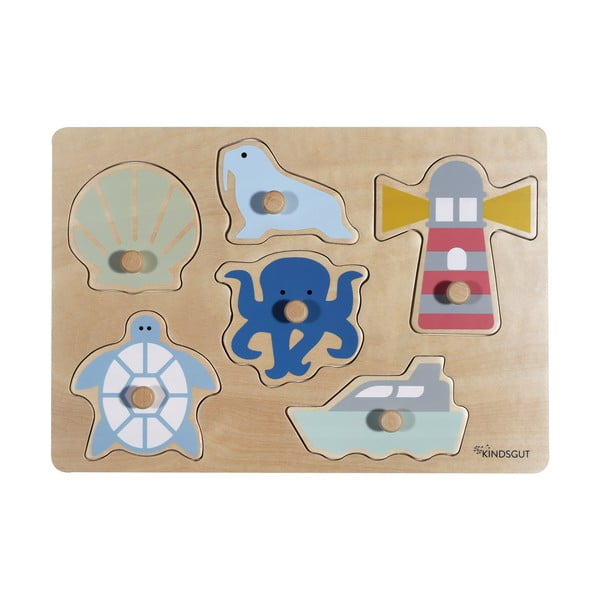 Drvena reljefna puzzle (broj komada 6 kom) Ocean – Kindsgut