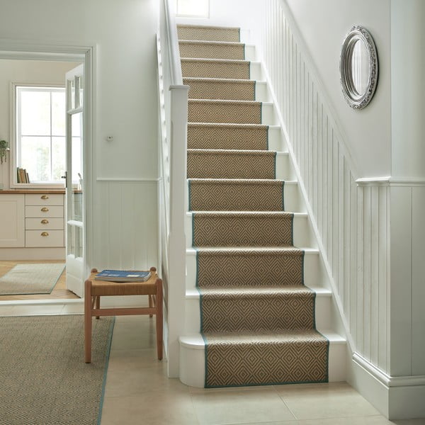 Plava/u prirodnoj boji jutena staza za stepenice 60x600 cm Diamond – Flair Rugs