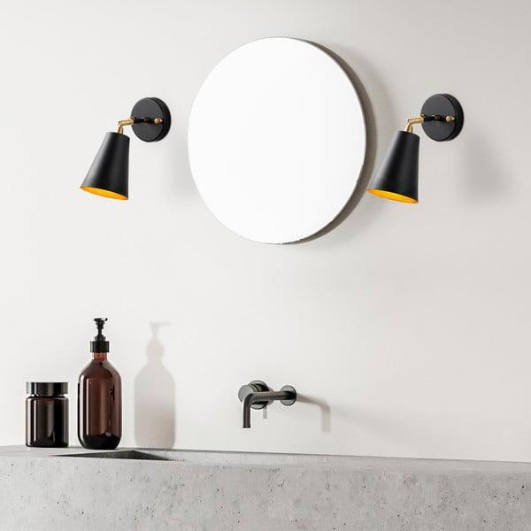 Crna/u zlatnoj boji zidna lampa ø 10 cm Evander – Opviq lights-image-2